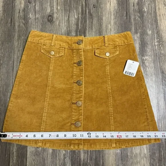 Urban Outfitters BDG Size Small Snap Front Mini Skirt A-Line Mustard Boho - Picture 7 of 10